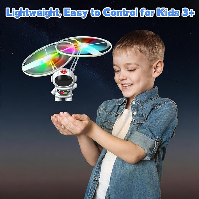 Drones for Kids 8-12 Birthday, Mini Robot Infrared Induction Flying Drone,LED Helicopter Flying Ball Toys for Kids Boys Indoor Outdoor Games (Astronaut)