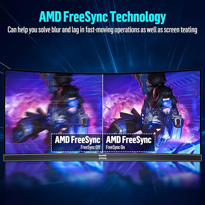 34 Inch Ultrawide Curved Gaming Monitor, 1500R PC Screen UWQHD 3440x1440, 165hz Curved Computer Screen with FreeSync-Black