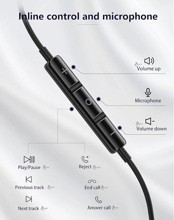 USB C Headphones Wired for iPhone 17 Air 15 Pro 16 Pro Max in Ear Wired Headphones with Microphone Volume Control HiFi Stereo USB-c Earbuds Type C for S24 S23 S25 Ultra S22 A55 A56 A16 Pixel