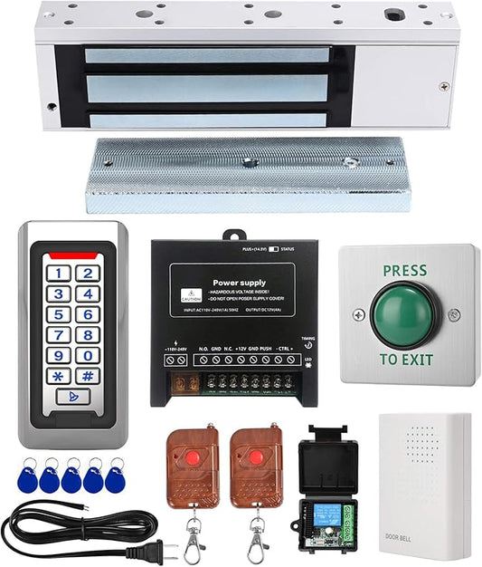 Tuya Smart Door Access Control System Kit, Waterproof Keypad Door Entry with 1200lb Magnetic Lock, Remote Control & App Unlock, Doorbell for Home & Office