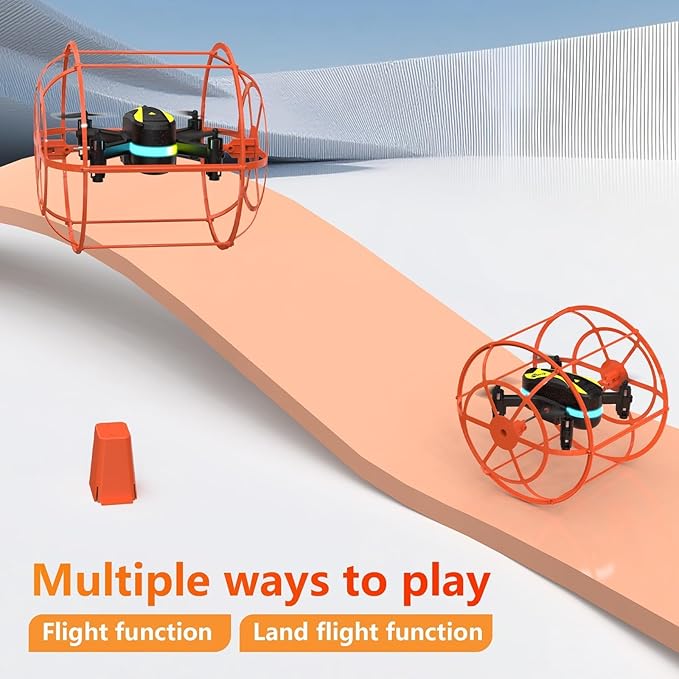 M17 Protective Cover Mini Drone RC Quadcopter for Beginners Land-Air Dual Mode Drone Headless Mode 3 Speed Modes 3D Flip Rechargeable Battery One Key Control