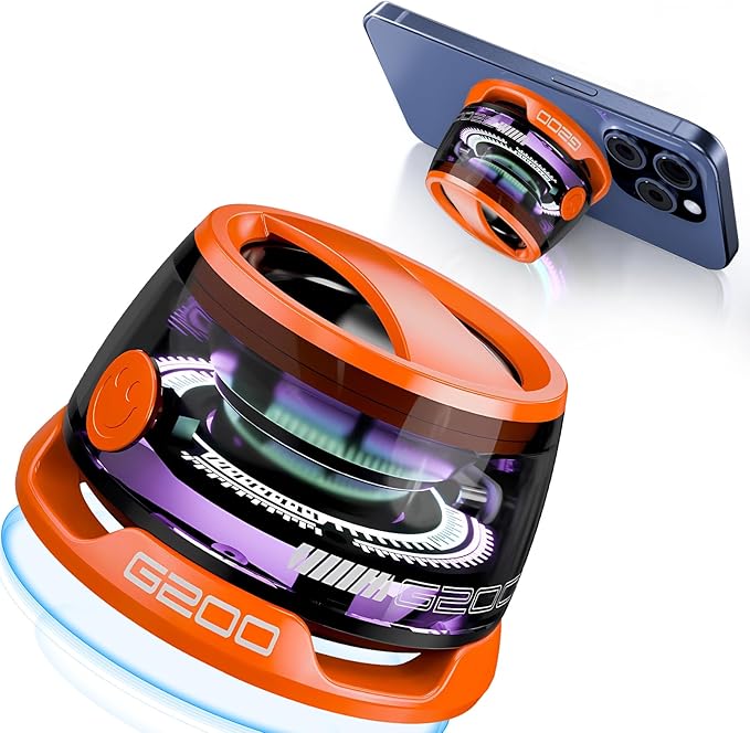 Magnetic Bluetooth Speaker,Small Bluetooth Speaker with Multi-RGB Color Light and Phone Holder for Metal Surface, Perfect Mini Speaker for Shower,Room,Bike,Car,Outdoor Gifts for Teens (1 Pack Orange)