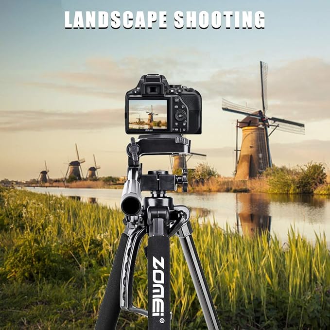 61’’ Camera Tripod,Cell Phone Tripod Stand with Travel Bag and Phone Holder, Professional Travel DSLR Tripods Compatible with Cameras, Cell Phones, Projectors, Webcams, Spotting Scopes