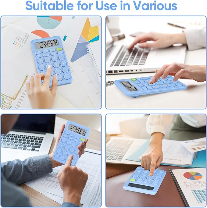 Basic 4 Function Calculator for Students and Office: Small, Portable, and Easy-to-use - Suitable for School and Office Essentials(Blue)