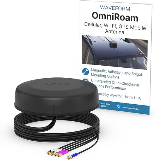 Waveform OmniRoam 5-in-1 Low-Profile Mobile Antenna – High-Performance, Rugged Fleet Antenna for Peplink, Cradlepoint, Cisco (2x2 Cellular, 2x2 Wi-Fi, GPS)