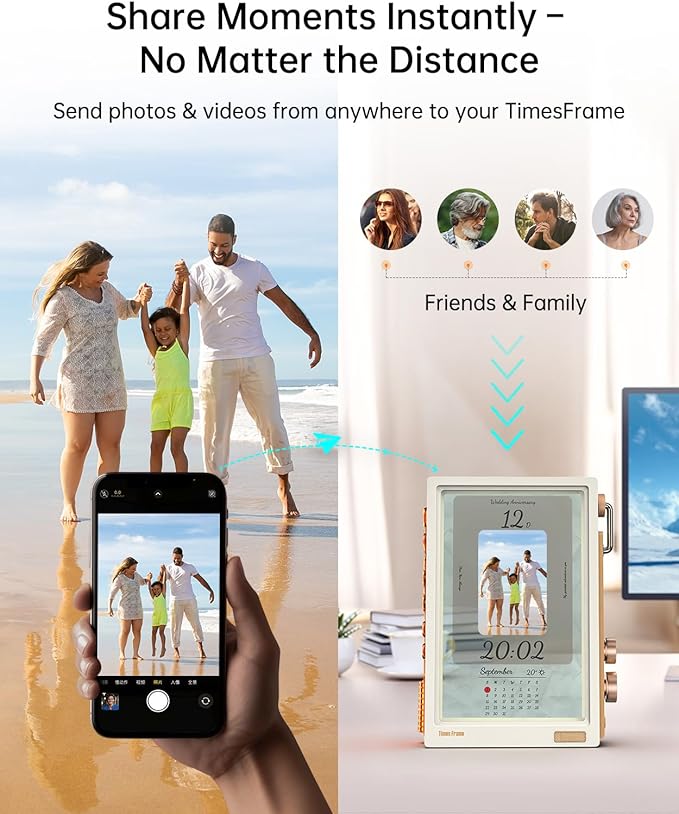 Divoom Times Frame-10.1" Digital Picture Frame Transparent IPS with RGBLED Rotary Knob WiFi 64GB 400+Clock Faces Widget 50+API Feeds Gift Mode Pixel Art Community Personalized Data Display (White)