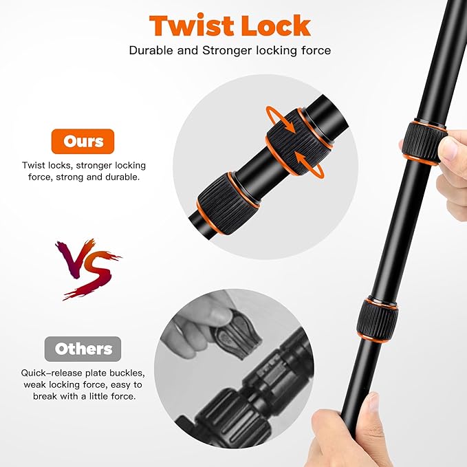 Victiv 80" Camera Tripod, Aluminum Heavy Duty Tripod Stand with 360° Ball Head, Camera Tripods & Monopods with Carry Bag, Suitable for Canon Nikon Binoculars Spotting Scope Telescope