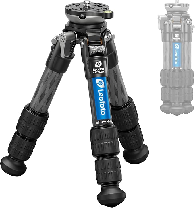 Carbon Fiber Mini Tabletop Tripod with Leveling Base for Camera, 360° Rotating Portable Tripod with 3/8" Screw for DSLR/Phone Holder/Projector, A Bubble Level, Folded Length 8.54", Max Load 11LB