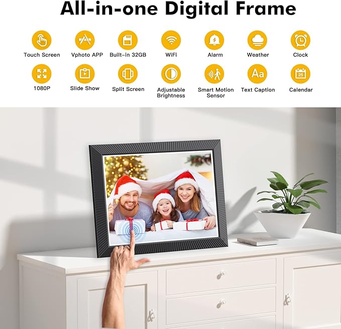 Large Digital Picture Frame 16.2-inch Digital Photo Frame - 32GB Wireless Digital Frame with Touchscreen, Auto Rotate, Wall Mountable, Motion Sensor, Send Photos via Email App Instantly, Warmful Gift