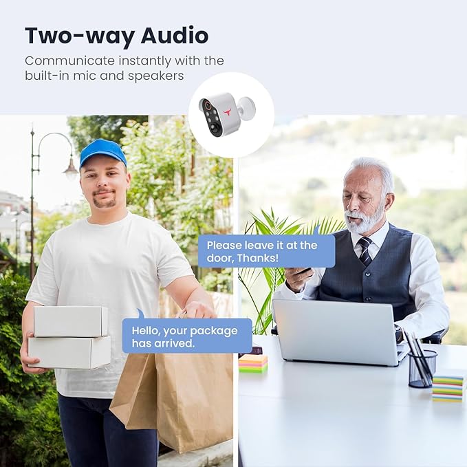 1080p Wireless Security Camera with AI Human Detection, Night Vision, 2-Way Talk, Cloud Storage, Rechargeable Battery Included, Battery Camera for Home Security, 2.4G WiFi