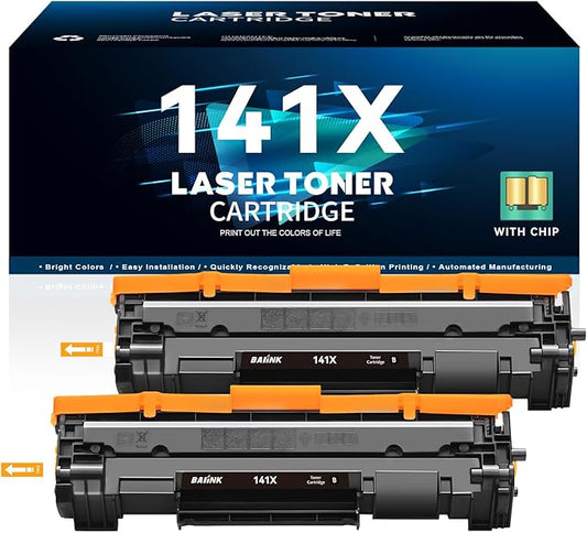 Compatible 141X Toner Cartridge 2 Black (with chip) Replacement for HP 141A W1410A 141X W1410X Black Toner Compatible with Pro M110w MFP M140w M139 (2 Black)