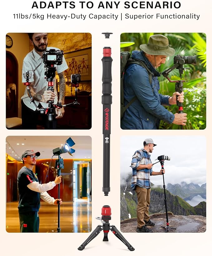 IFOOTAGE 59” Monopod with Feet,Cobra 3 Strike A150S,Professional Travel Camera Monopod,Pedal Lock Base,One-Click Design,for VCR DSLR Nikon Sony,Max.Load 11lbs/5KG