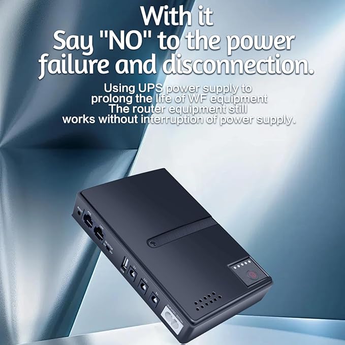 UPS Battery Backup, DC1036P 36W 10400mAh Uninterruptible Power Supply, 6 Outlets, USB 5V DC 5V 9V 12V POE 15V 24V Intelligent UPS System (US Plug)