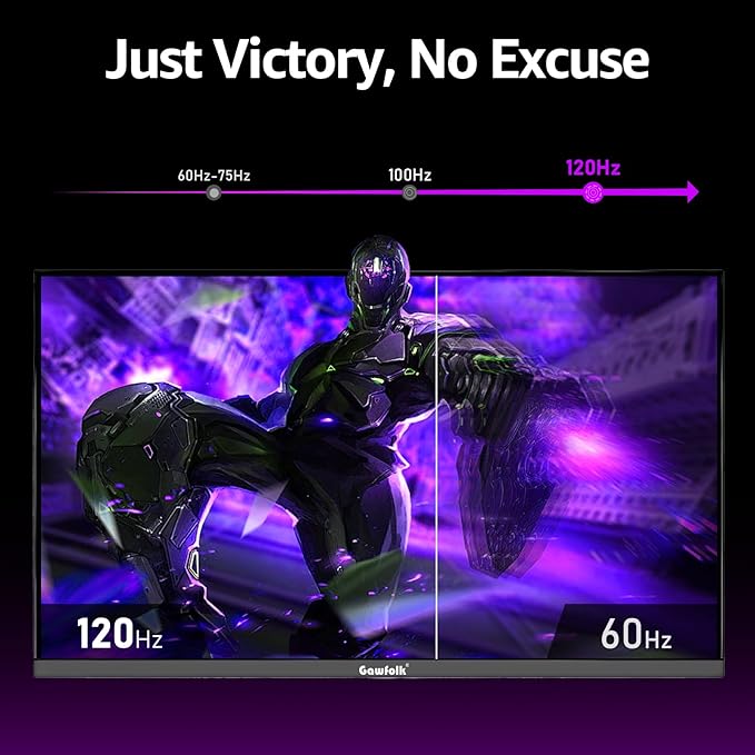 Gaming Monitor 27 inch QHD IPS, PC Screen 120Hz 2K (2560×1440P), Ultra-Thin Zero Frame Computer Display for Home Office Business, DP, HDMI, Wall-Mounted