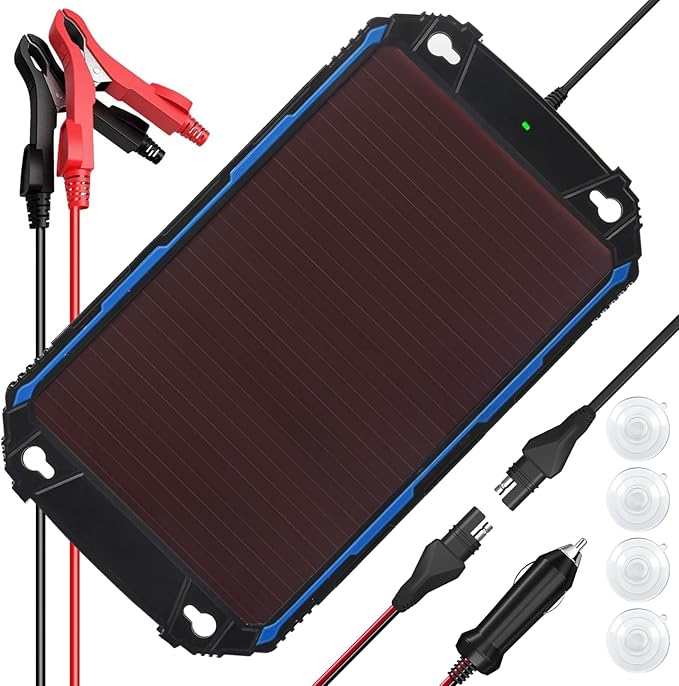 SUNER POWER Waterproof 5W 12V Solar Battery Charger & Maintainer Pro, Built-in UltraSmart MPPT Charge Controller, 5 Watt Solar Panel Trickle Charging Kits for Car Automotive Boat Marine RV Trailer