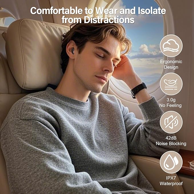 Sleep Earbuds Bluetooth 5.4 in Ear Touch Screen Sleep Headphones, Small Design Mini Sleep Earbuds for Side Sleepers with Sleep Mode, 48H Playtime Sleep Earphones Clear Calls, 5 EQ Modes, Black