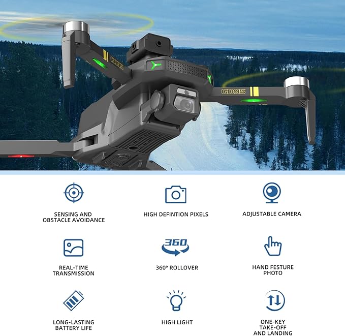 Drone with Camera, 1080P HD Foldable Drone with Gravity Control, Gesture Selfie, Altitude Hold, 360° Flip, One Key Start, 1 Batteries – Beginner-Friendly Toy for 12+ Boys and Girls