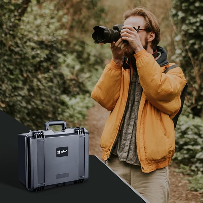 Lykus PVC1 Waterproof Hard Case with Padded Dividers for Cameras, Lenses, Dual DJI Mavic/Air/Mini drones [CASE ONLY]