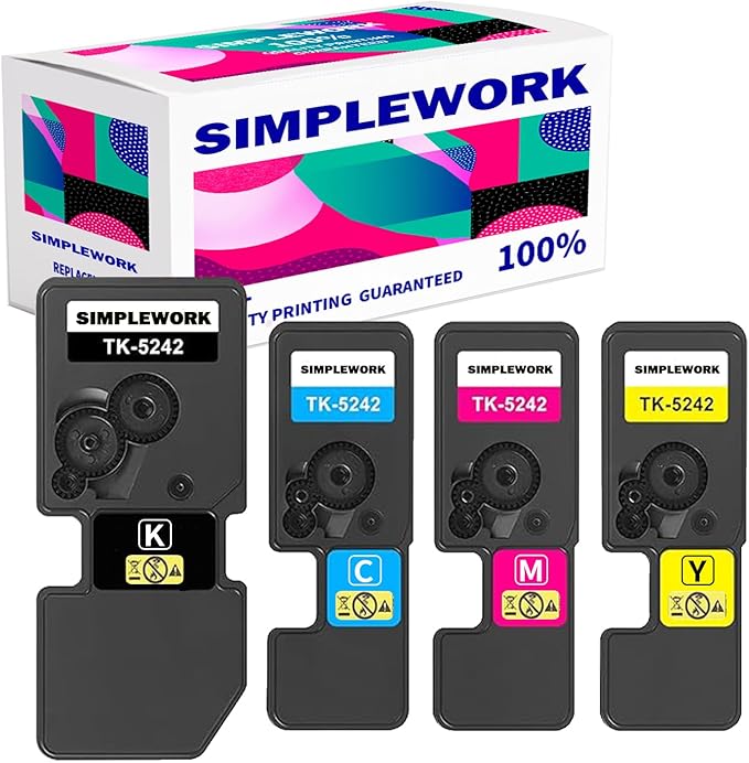 TK-5242 Toner High Capacity Cartridge Set (4Pack, 1BK/1C/1M/1Y) -1T02R70US0 1T02R7CUS0 1T02R7BUS0 1T02R7AUS0 for Kyocera ECOSYS P5026cdn P5026cdw M5526cdw M5526cdn Laser Printers.