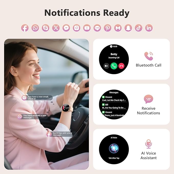 Blackview Smart Watch for Women(Make/Answer Calls), 1.43''AMOLED Touchscreen Fitness Tracker with 100+ Sports Modes, Heart Rate/SpO2/Sleep Monitor/2 Straps, Smartwatch for iPhone & Android