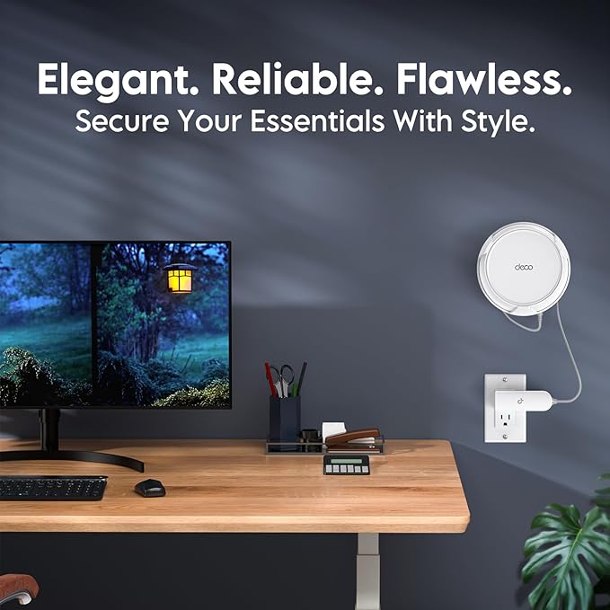 Wall Mount Holder for TP-Link Deco BE23/BE25/BE3600/BE5000 WiFi 7 Mesh Wi-Fi System – Space-Saving Bracket with Hidden Cable Management, Secure & Stylish Design for Home and Office(White, 1-Pack)