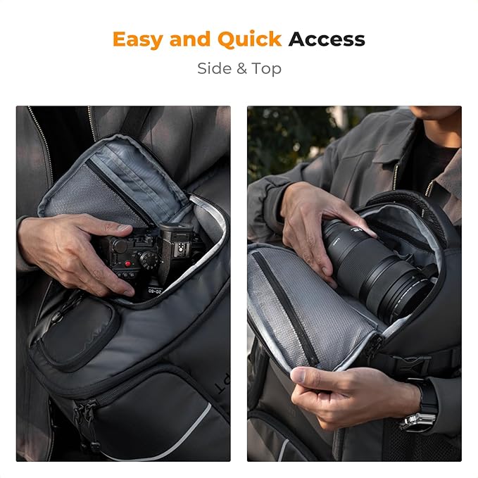 K&F Concept Camera Backpack,25L Large Capacity Camera Bag for Photographers with Raincover and 15.6 Inch Laptop Compartment Compatible for Canon/Nikon/Sony/DJI Mavic Drone