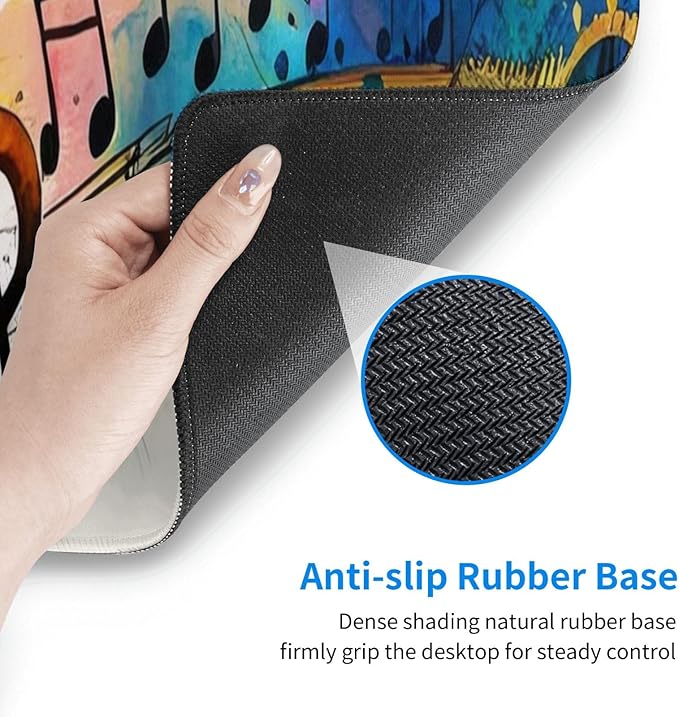 Gaming Mouse Pad, Large Non-Slip Rubber Base Mousepad, Keyboard Mouse Mat, Desk Pad with Stitched Edges, 31.5x11.8inch, Music Note