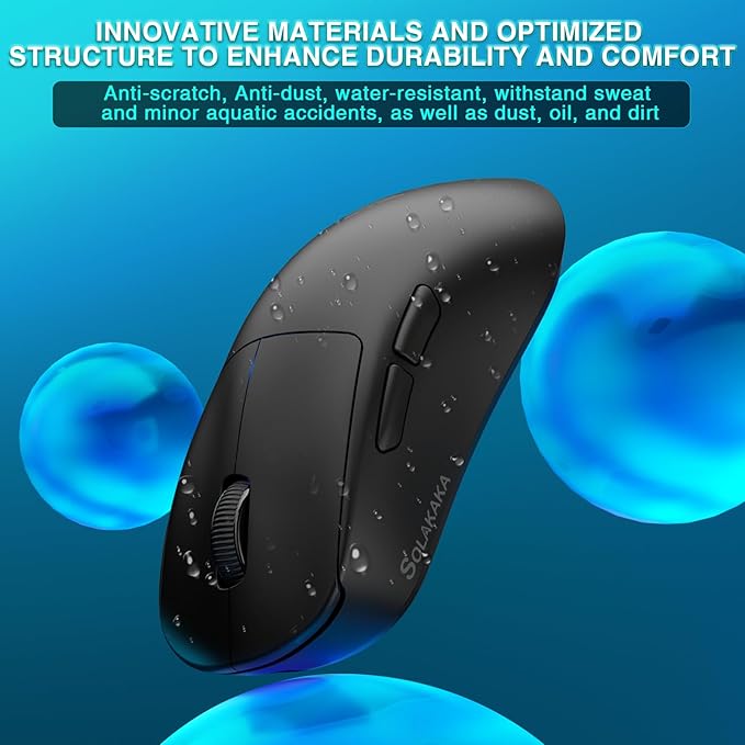 SOLAKAKA SM850 Wireless Gaming Mouse, 24000 DPI, 55g Lightweight Mouse Gaming, 6 Programmable Buttons, Ergonomic Computer Mouse, Tri-Mode BT5.1/2.4G/USB-C 250h Battery Life PC Gamer Mice for Laptop