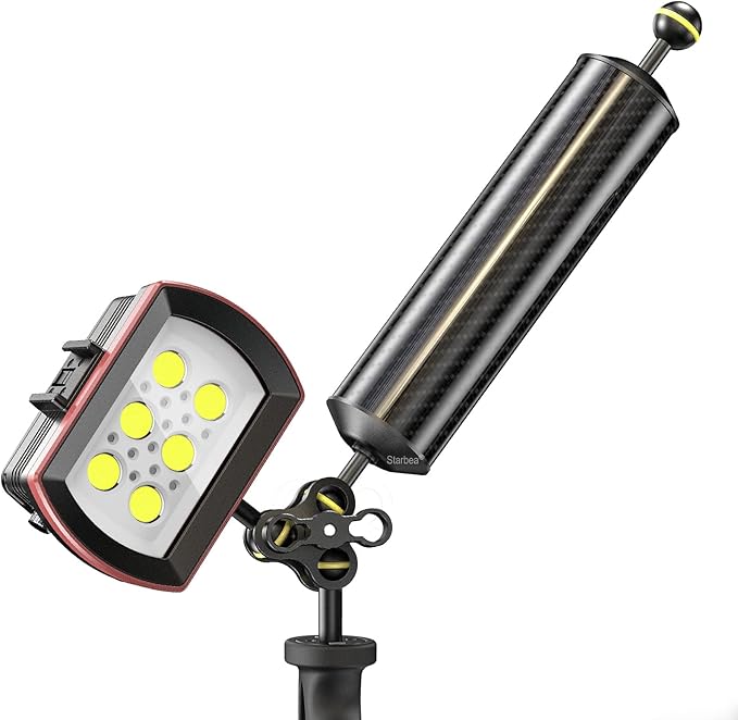 Seafrogs Carbon Fiber Underwater Float Arm, Dual Ball Lightweight Buoyancy Arm for Diving Tray, Video Light, and Strobe - Compatible with Underwater Photography and Videography Accessories(GA-8)