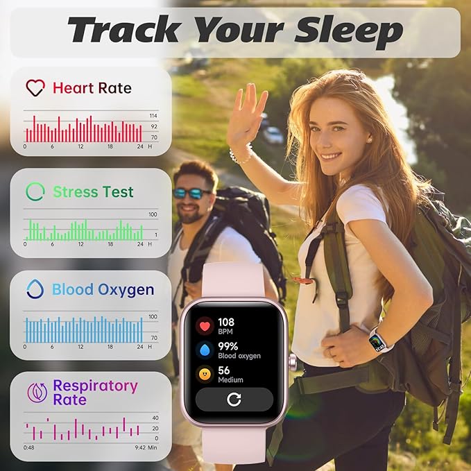 Smart Watch for Men Women with Bluetooth Call,Alexa Built-in Smartwatch,1.8" DIY Dial Fitness Watch with 100+ Sport Mode,IP68 Waterproof Watch Compatible with Android iOS