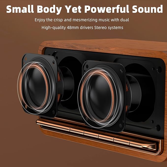 Edifier Retro Wood Bluetooth Speaker,Wireless Portable Speakers with 20W Stereo Sound,Vintage Decor Speaker with AUX,USB Soundcard,Micro SD Brown