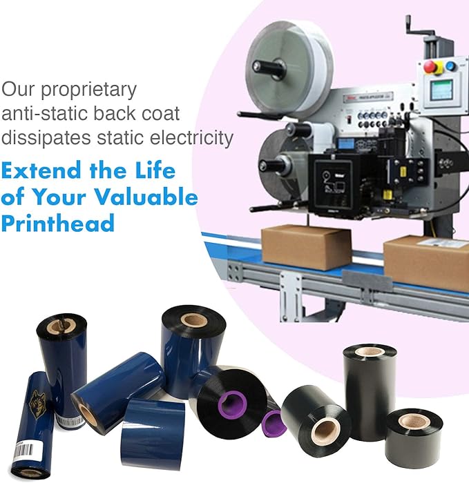 1 Rolls Wolfbarco 5.98" x 1476' (152mm x 450m) Black Premium Resin-Enhanced Wax Thermal Transfer Ribbon Compatible with Zebra,TEC, INTERMEC,Citizen,TSC,GODEX,ARGOX Printers