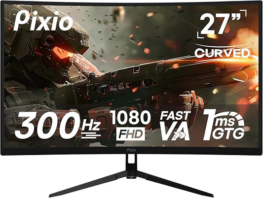 Pixio PXC279 Wave 27 inch 300Hz Refresh Rate FHD 1080p Resolution 1650R Curved Fast VA Panel 1ms GTG Response Time Adaptive Sync HDR Curved Gaming Monitor