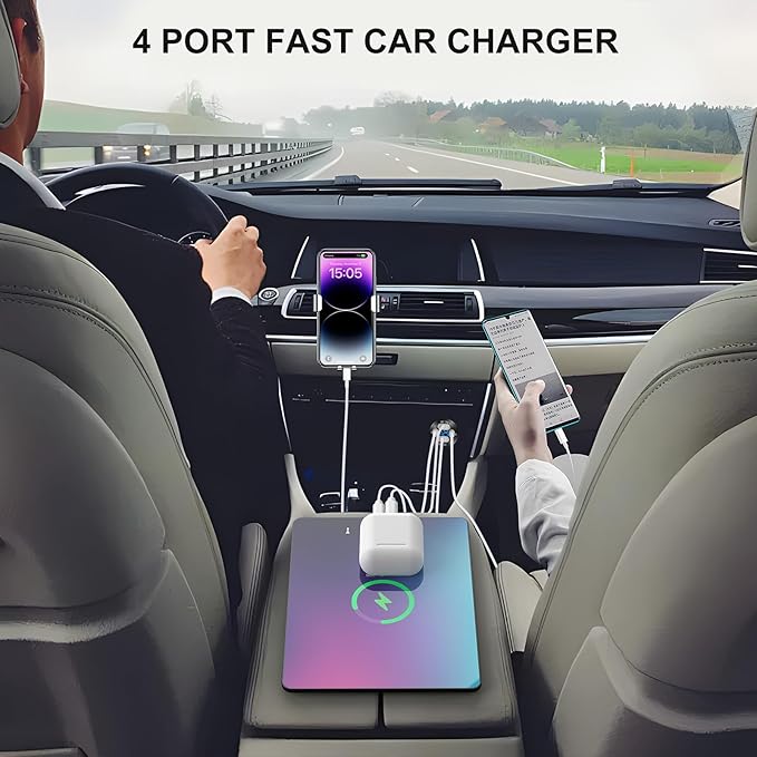 Upgraded 4 Port 12V USB Outlet Aluminum Charger, 78W Dual PD & QC Multiple USB Port for Car, USB C Cigarette Lighter Replacement 12 Volt Socket with Voltmeter Waterproof for Marine Boat Motorcycle RV