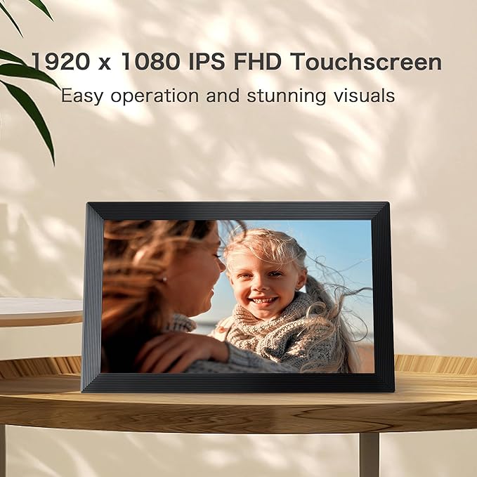 Digital Picture Frame WiFi, 15.6 Inch Frameo Digital Photo Frame, 32GB Memory, 1920*1080 IPS HD Touch Screen, Auto-Rotate, Share Pictures Video Instantly, Gift for Mom, Wedding, Birthday, Anniversary