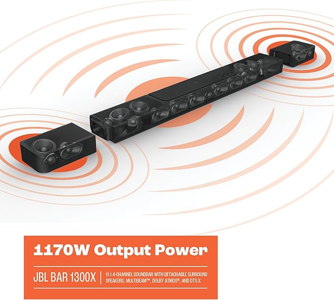 JBL BAR-1300X 11.1.4ch Soundbar and Subwoofer with Surround Speakers and 3 Year Amber Protection Plan (2022)