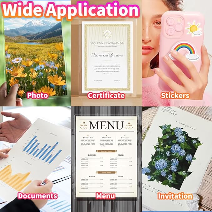 Uinkit 60PCS 4Mil Self-Adhesive Laminating Sheets, 8.7 x 12.2 Inches Clear Self-Sealing Laminating Sheets, Suitable for 8.5 x 11 Inches Letter Size, No Machine Needed