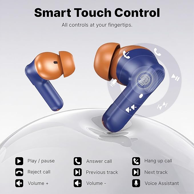 Wireless Earbuds Bluetooth 5.3 Headphones, Lightweight in-Ear Design with Deep Bass, 48HPlaytime, Touch Control, IPX5 Waterproof Earphones for Sports Workout (Dark Blue)