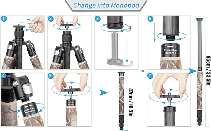 Carbon Fiber Tripod-INNOREL RT85CM Super Professional Stand with Low Gravity Center 360° Panoramic Ballhead and Green Camouflage Leg Covers for Digital DSLR Camera