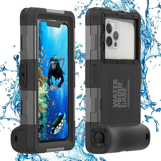 Waterproof Underwater Snorkeling Diving Phone Case for iPhone 16/15/14/13/12/11 Pro Max Mini and Galaxy S25/S24/S23/S22/S21 Ultra Plus Professional [15m/50ft] Photo Video Cover (SG Black)