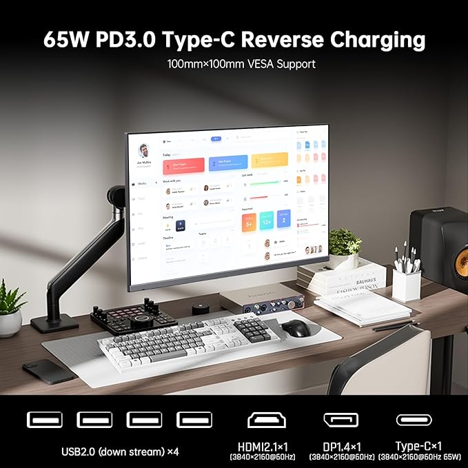 KTC 32 Inch 4K Smart Monitor, Google System UHD (3840x 2160) Smart Monitor with Speakers, Netflix Licensed, Type-C 65W PD, WirelessDisplay, HDR, Bluetooth, Hey Google Voice Remot, VESA Support, A32Q8