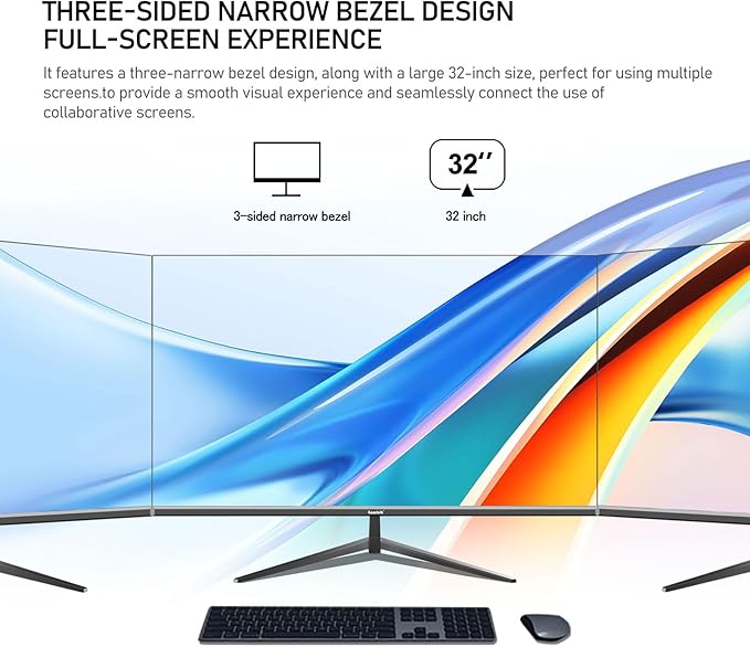32 Inch 4K UHD Computer Monitor, Ultra-Clear (3840×2160p) Screen, 100% sRGB,178° Viewing Angle, Display Port、HDMI, Compatible with Wall mounting 100 * 100MM - Black