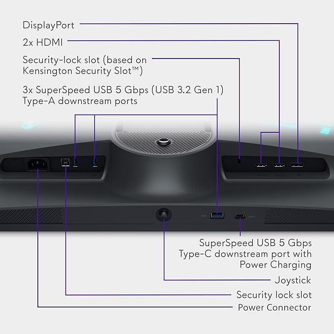 Alienware 27 4K Dual-Resolution Gaming Monitor - AW2725QF - 4K at 180Hz and FHD at 360Hz, 0.5ms GTG 1ms GTG (Extreme Mode), VESA AdaptiveSync, NVIDIA G-SYNC Compatible, HDMI/DP/USB 3.2 Gen1 - Black