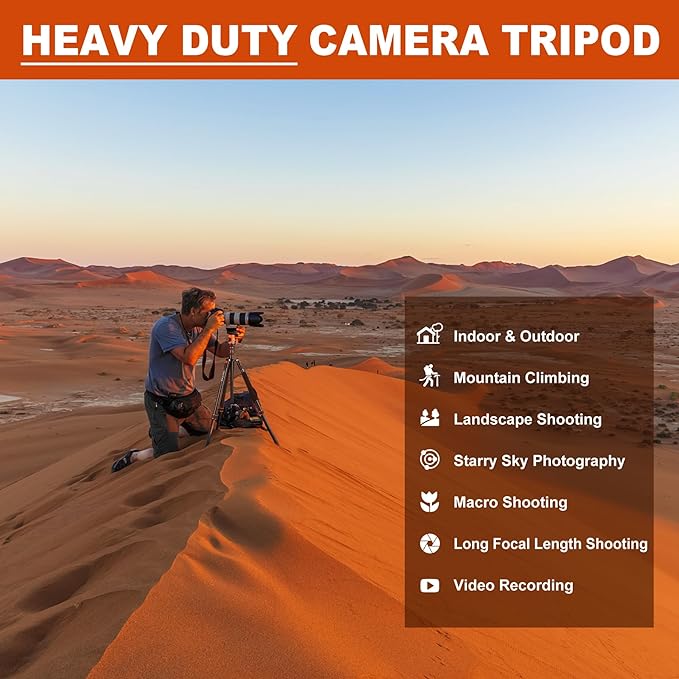 80/85 inches Heavy Duty Tripod for Camera and Phone, 85" Camera Monopod Tripods, DSLR Binoculars Spotting Scope Camcorders Video Tripod Stand, 360 Degree Ball Head, 35 lbs Loads