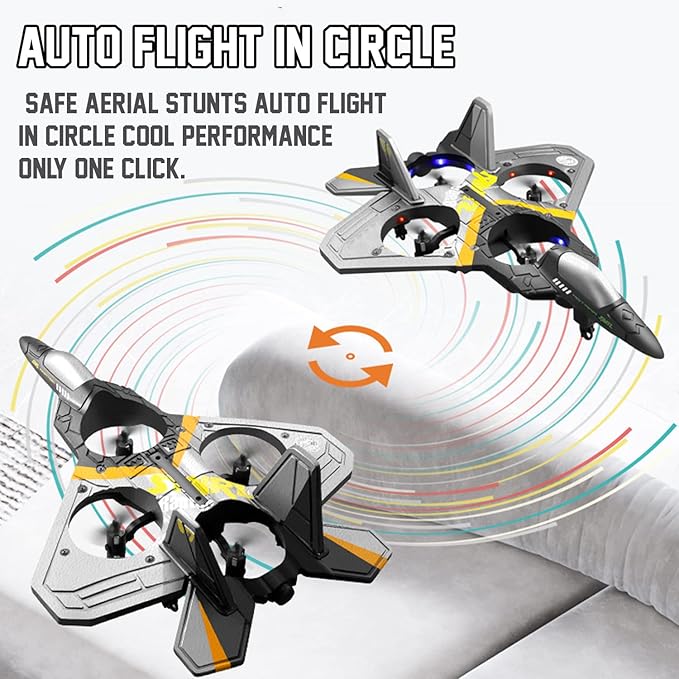 4CH Rc Plane - Remote Control Plane - RC Fighter Jet 4 Channel, Extra 2 Rechargeable Battery LED Airplane Fighter, Low Battery Alarm, Easy to Fly Drone Gift for Boys