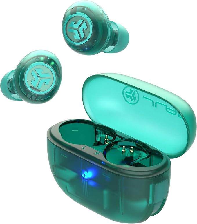 JLab Go Pop ANC True Wireless Earbuds & Charging Case, Transparent Teal, Active Noise Cancelling, 10mm Drivers, Dual Connect, Customize Your Sound with App, Be Aware Mode, MEMS Microphone