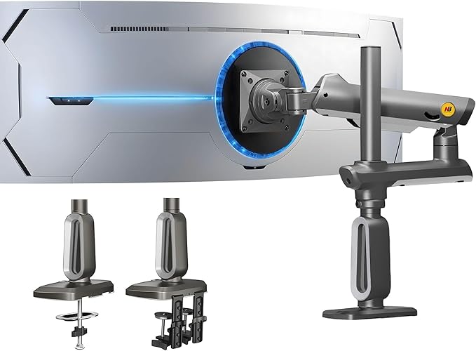 Gaming Monitor-Arm for Flat/Ultrawide/Curved Monitors 27 to 50 inch, Heavy Duty Stand Load up to 18 kg, VESA 75/100 mm Monitor-Mount A7