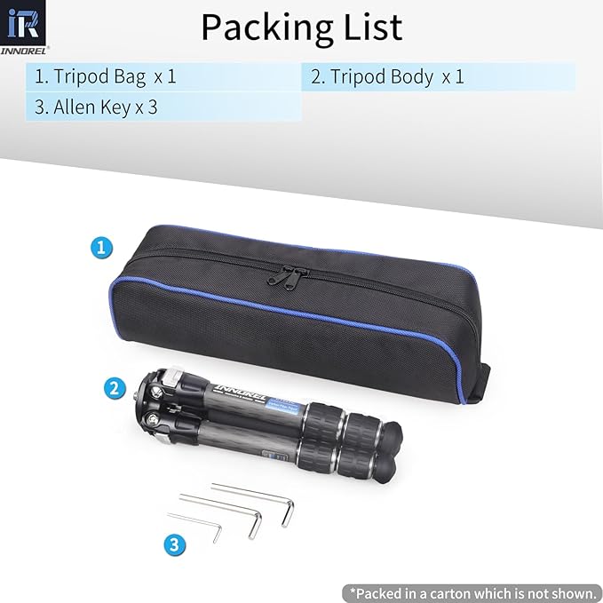 INNOREL 10-Layer Carbon Fiber Mini Tripod CT223C Desktop Tripod with Low Position Macro Shooting, Tabletop Camera Stand, Compact Lightweight Portable for Digital DSLR, DV Video, Max Load 22lb/10kg