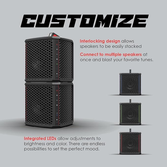 wet sounds Portable Bluetooth Speaker with Lithium Ion Battery, IP67 Rating, Powerful Bass 40 Hour Playtime, Wireless SKAA Pairing Technology, for Outdoor, Beach, Boat, Tailgating, Stackable Design