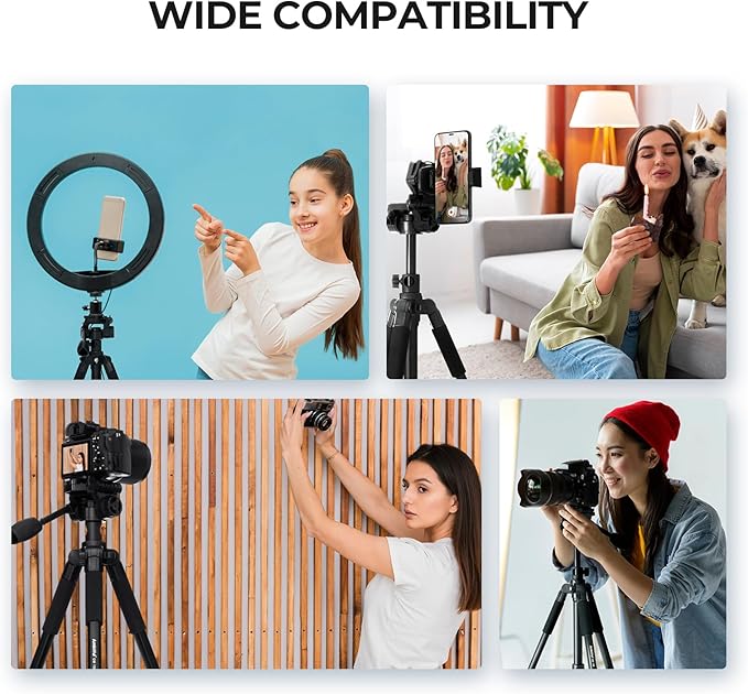 Ambitful 62" Professional Camera Tripod, Black - Removable Horizontal Mount for DSLR/Phone/Camcorder/Spotting Scopes, Tall Video Recording